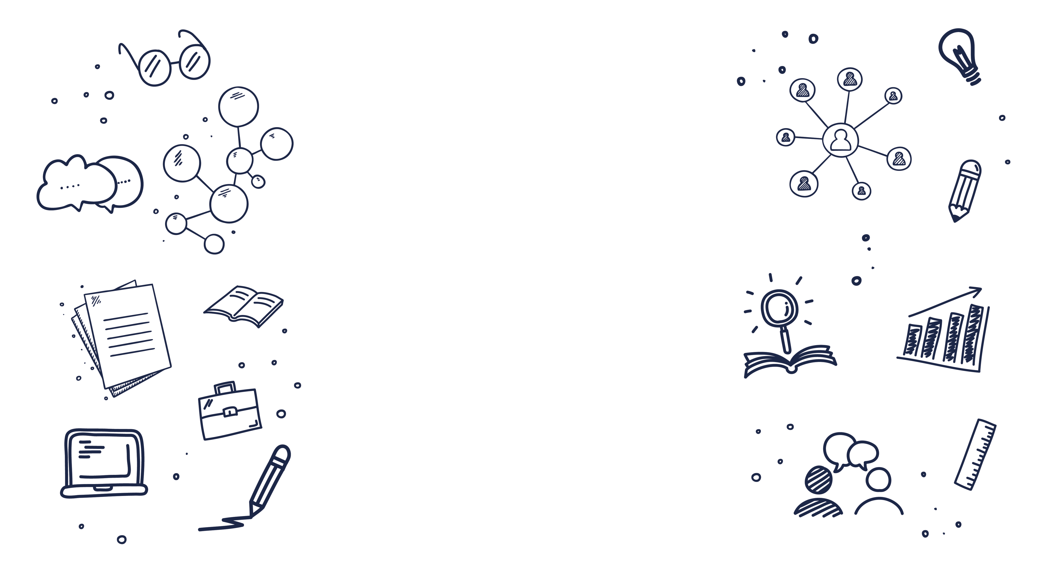 Doodles of various school-related items, including books, pencils, rulers, and backpacks.