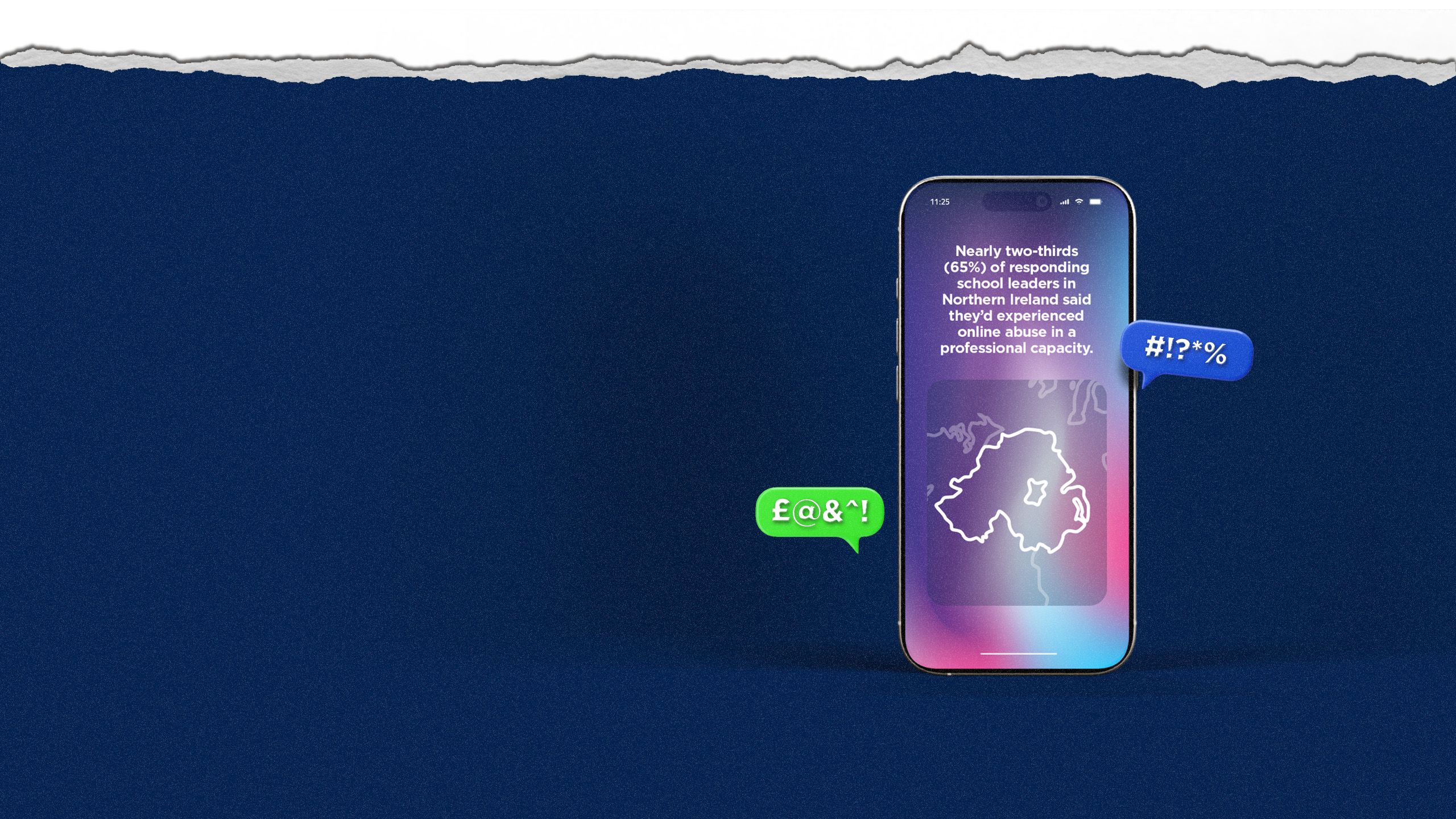 Smartphone screen showing a zoomed-in outline map of Northern Ireland.