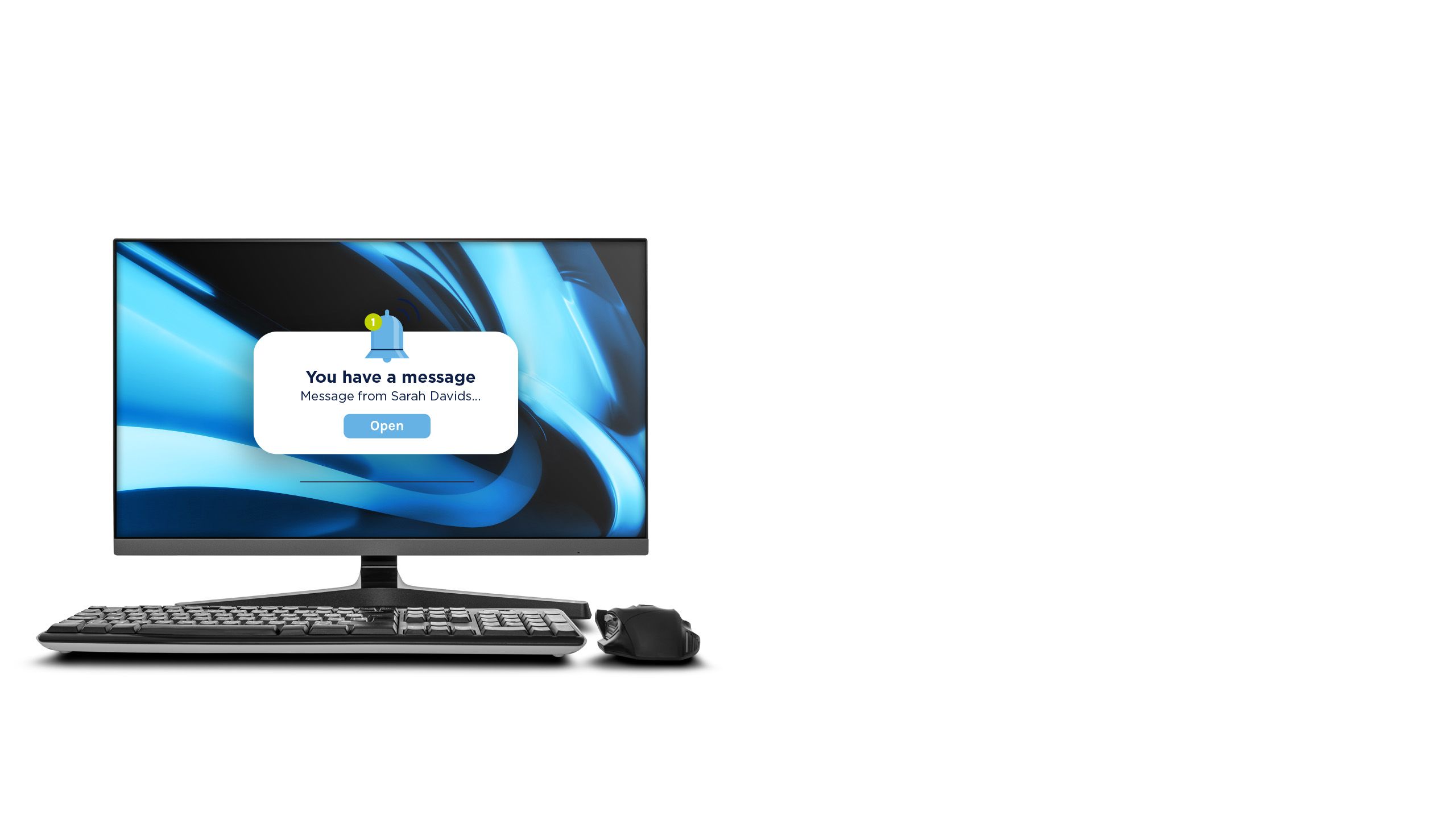 Desktop computer with a notification