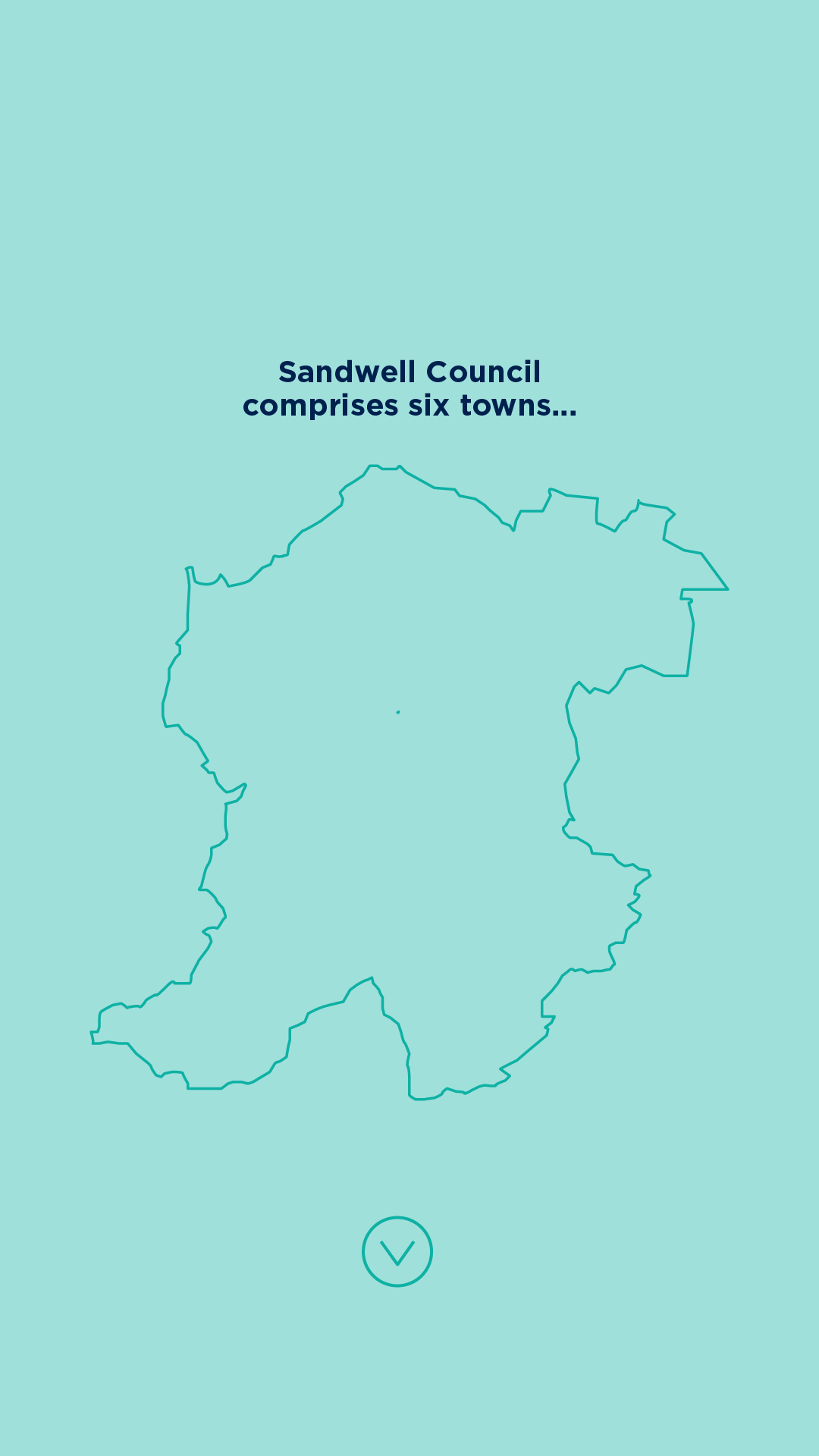 Illustrated map of the Sandwell council area highlighting its six towns.