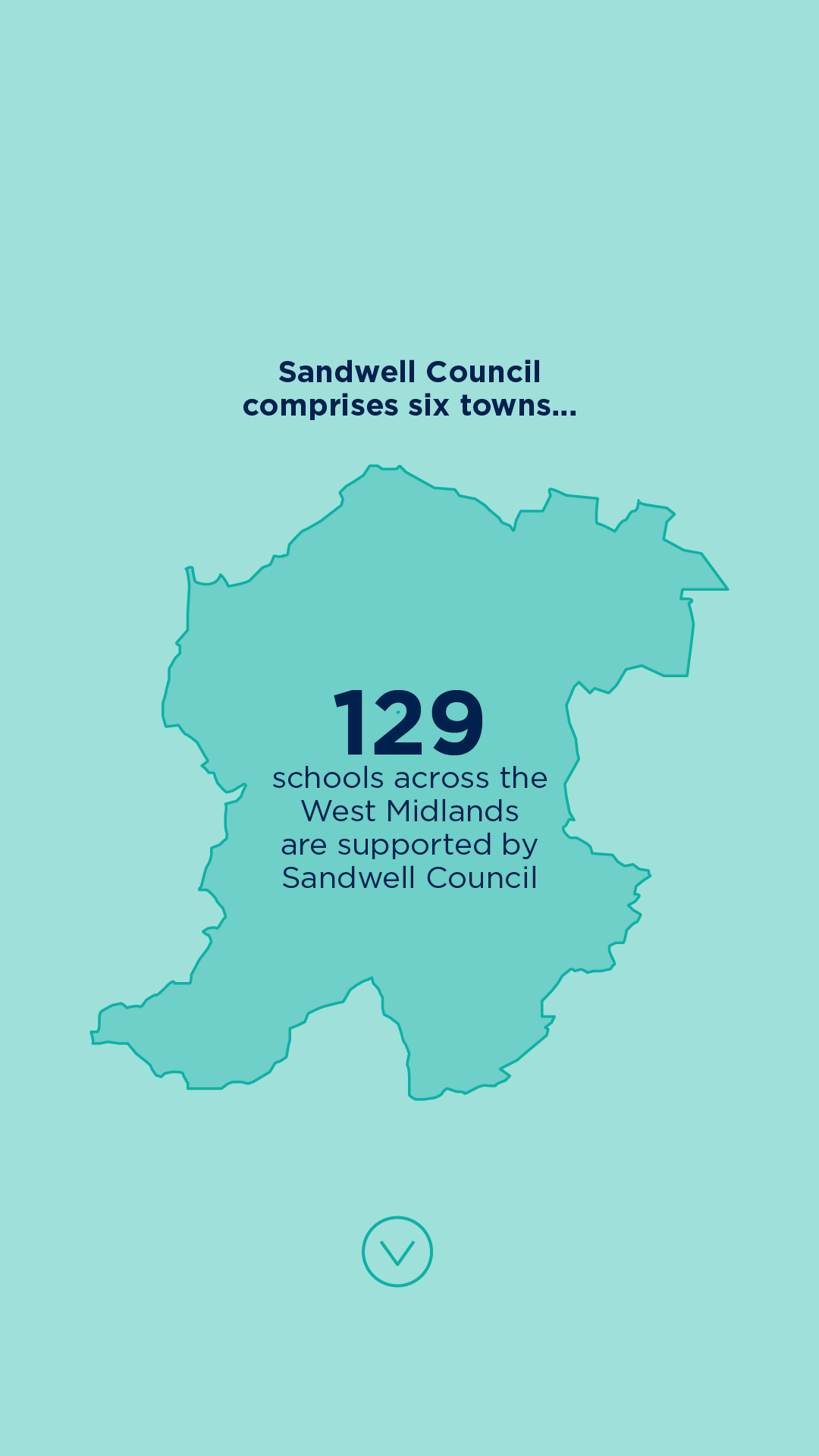 Illustrated map of the Sandwell council area highlighting its six towns.
