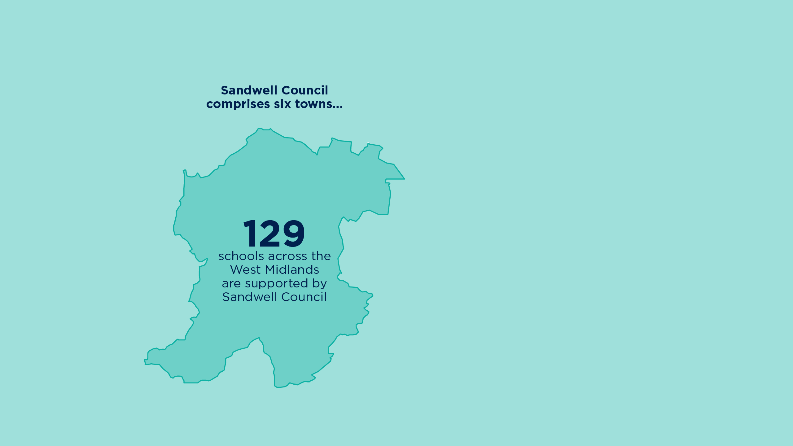 Illustrated map of the Sandwell council area highlighting its six towns.